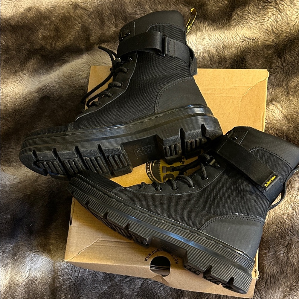 Dr. Martens Black High-Top Lace-Up Ankle Boots with Strap - Picture 6 of 15